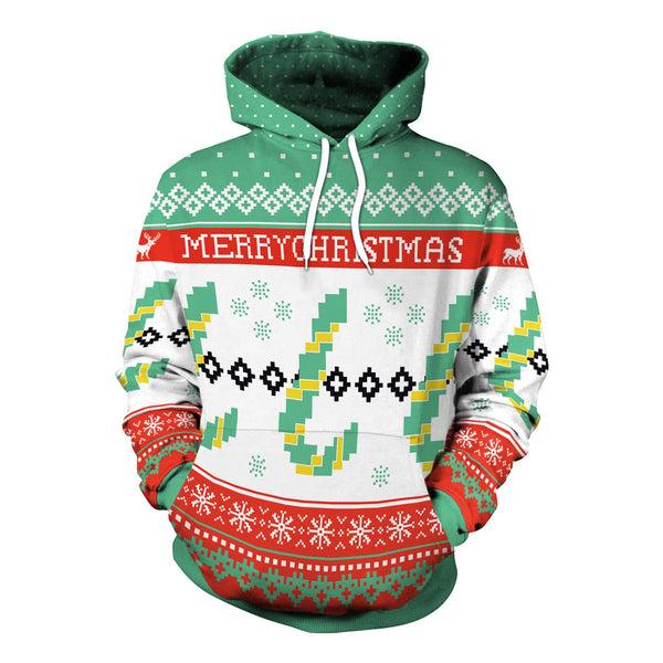Merry Christmas Digital Print Women Drawstring Party Hoodie