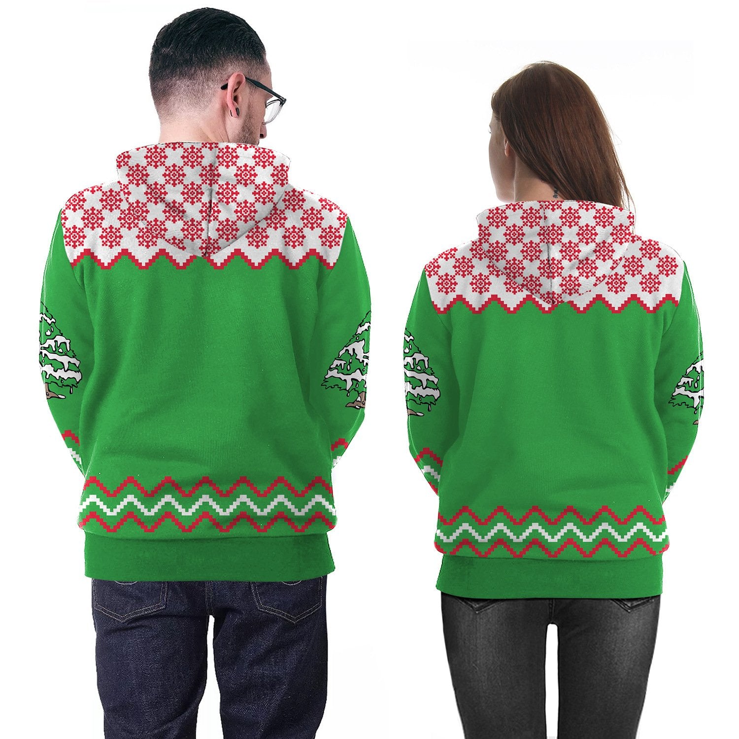 Reindeer Print Drawstring Women Merry Christmas Party Hoodie