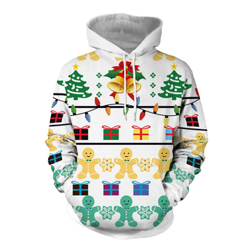 Christmas Gift Digital Print Women Drawstring Hooded Hoodie