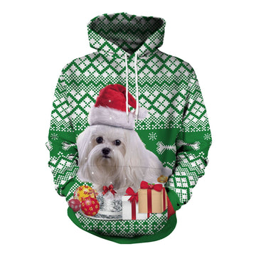 Gifts and Dog Digital Print Women Christmas Party Hoodie