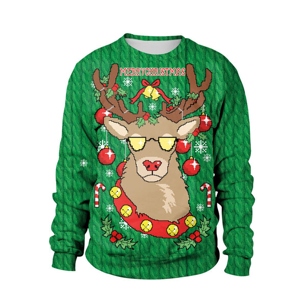 Reindeer Digital Print Women Christmas Party Sweatshirt