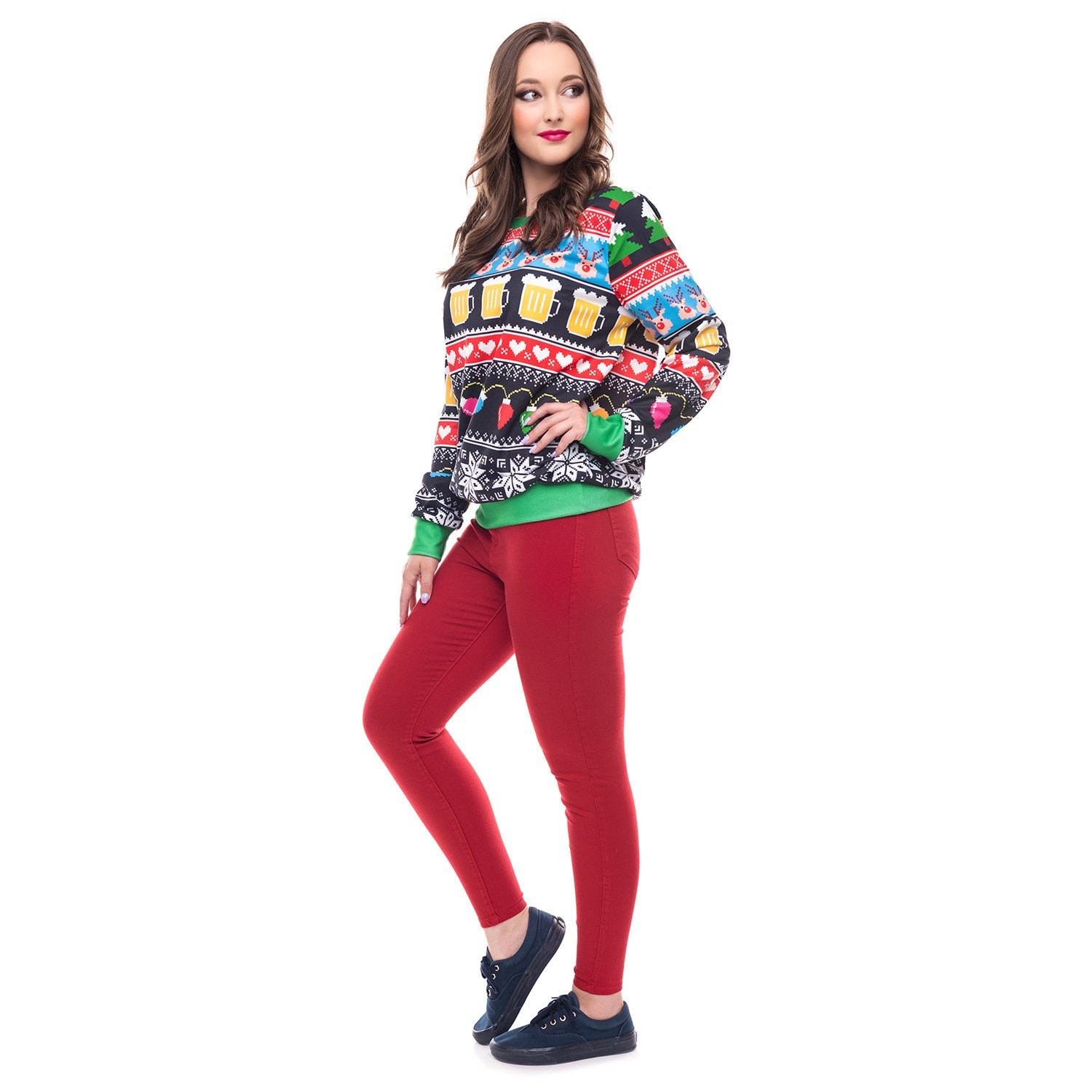 Colorful 3D Digital Print Women Christmas Party Sweatshirt
