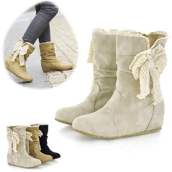 New Women's Casual Fashion Bobbin Lace Half Boots Flattie Single Boots Shoes 3Colors