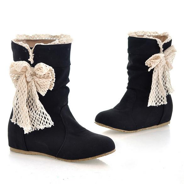 New Women's Casual Fashion Bobbin Lace Half Boots Flattie Single Boots Shoes 3Colors