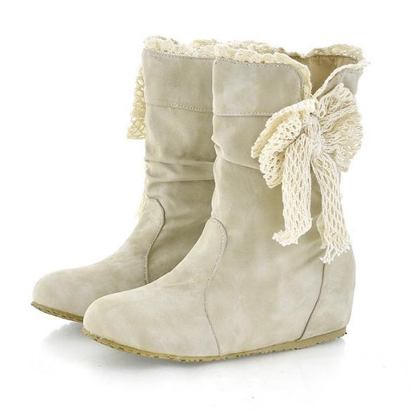 New Women's Casual Fashion Bobbin Lace Half Boots Flattie Single Boots Shoes 3Colors