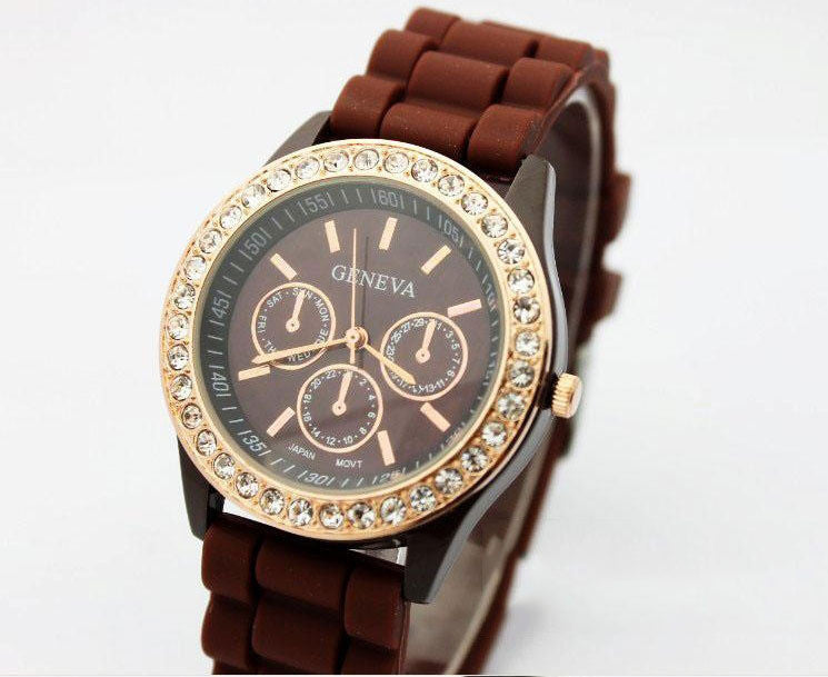 Fashion Crystal Jelly Strap Watch
