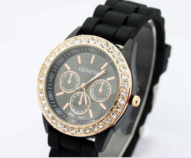 Fashion Crystal Jelly Strap Watch