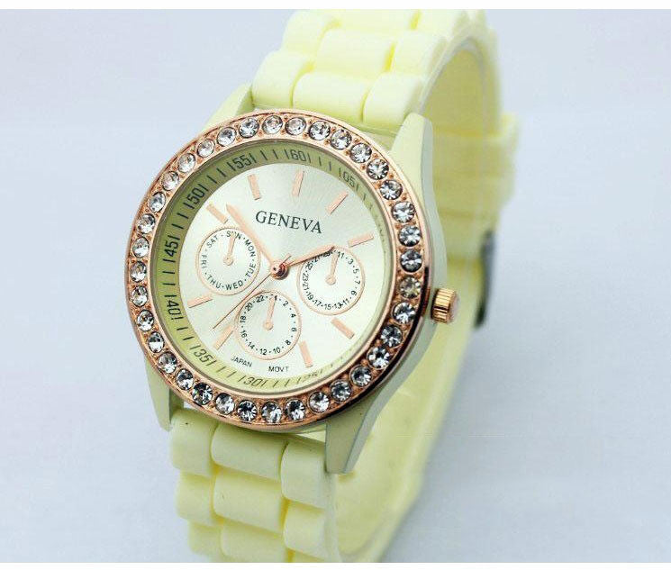 Fashion Crystal Jelly Strap Watch