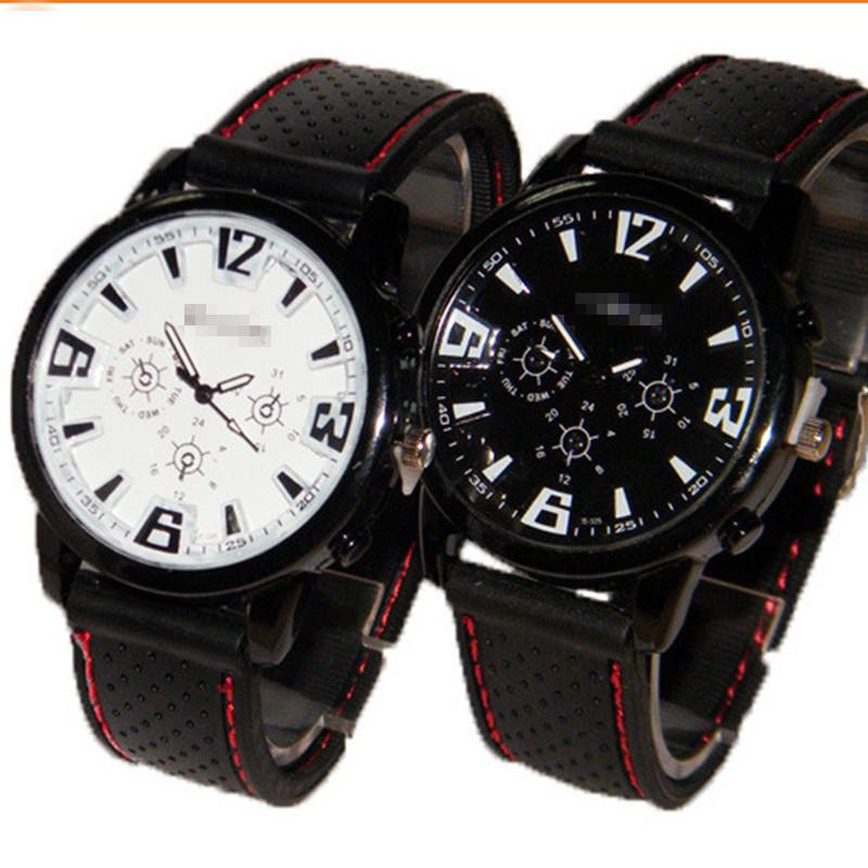 Fashion Military Leisure Quartz Personality Silicon Black White Wrist Watch