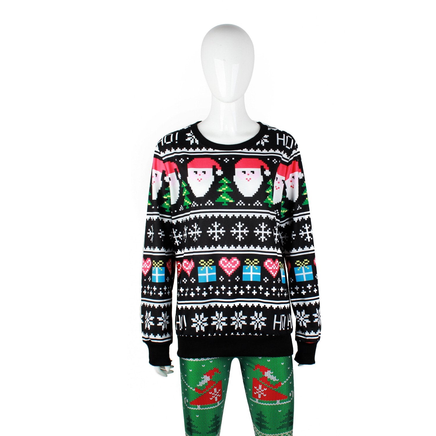 Snow Santa Claus Gifts Print Women Christmas Party Sweatshirt