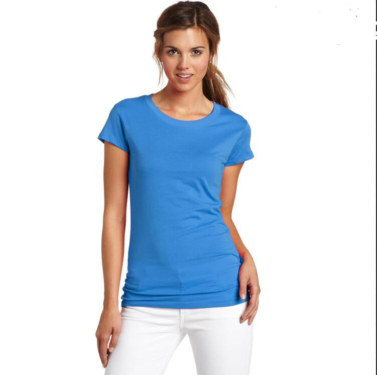 Fashion Pure Color Short Sleeve Scoop Cotton T-Shirt
