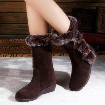 Women Flats Casual Thicken Winter Warm Faux Fur Snow Boots