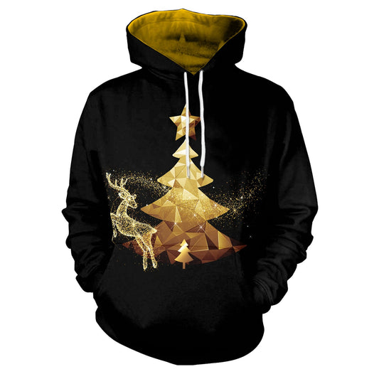 Drawstring Loose Women Christmas Print Hoodie