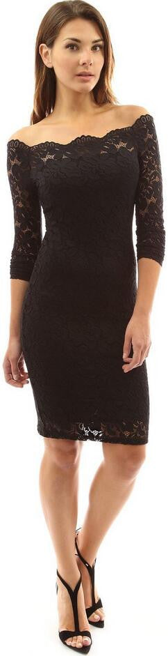 Sexy Long Sleeve Off Shoulder Bodycon Lace Short Dress