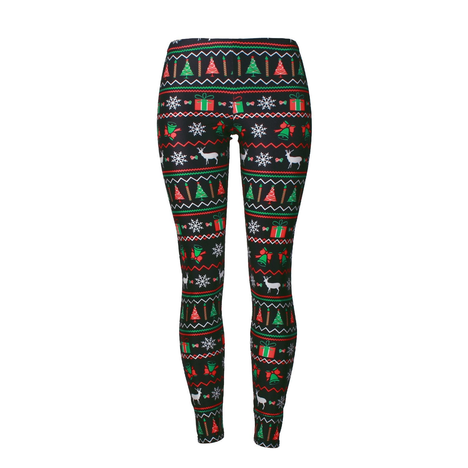 Reindeer Digital Print Mid Waist Women Thin Skinny Christmas Leggings