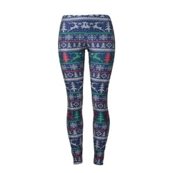 Reindeer Digital Print Mid Waist Women Thin Skinny Christmas Leggings