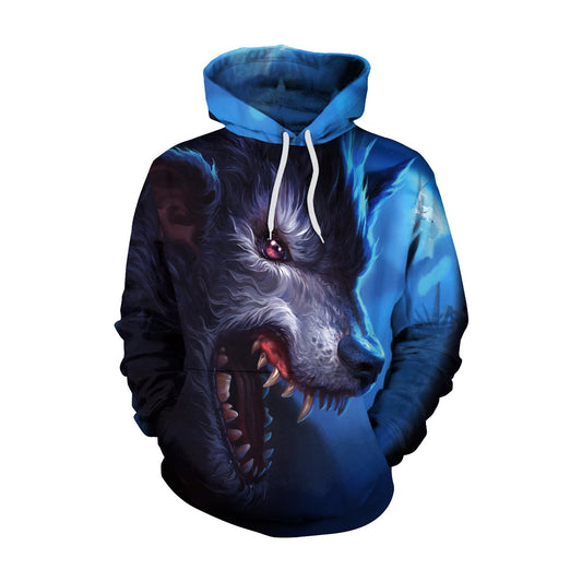 Colorful 3D Digital Cartoon Print Women Loose Hoodie