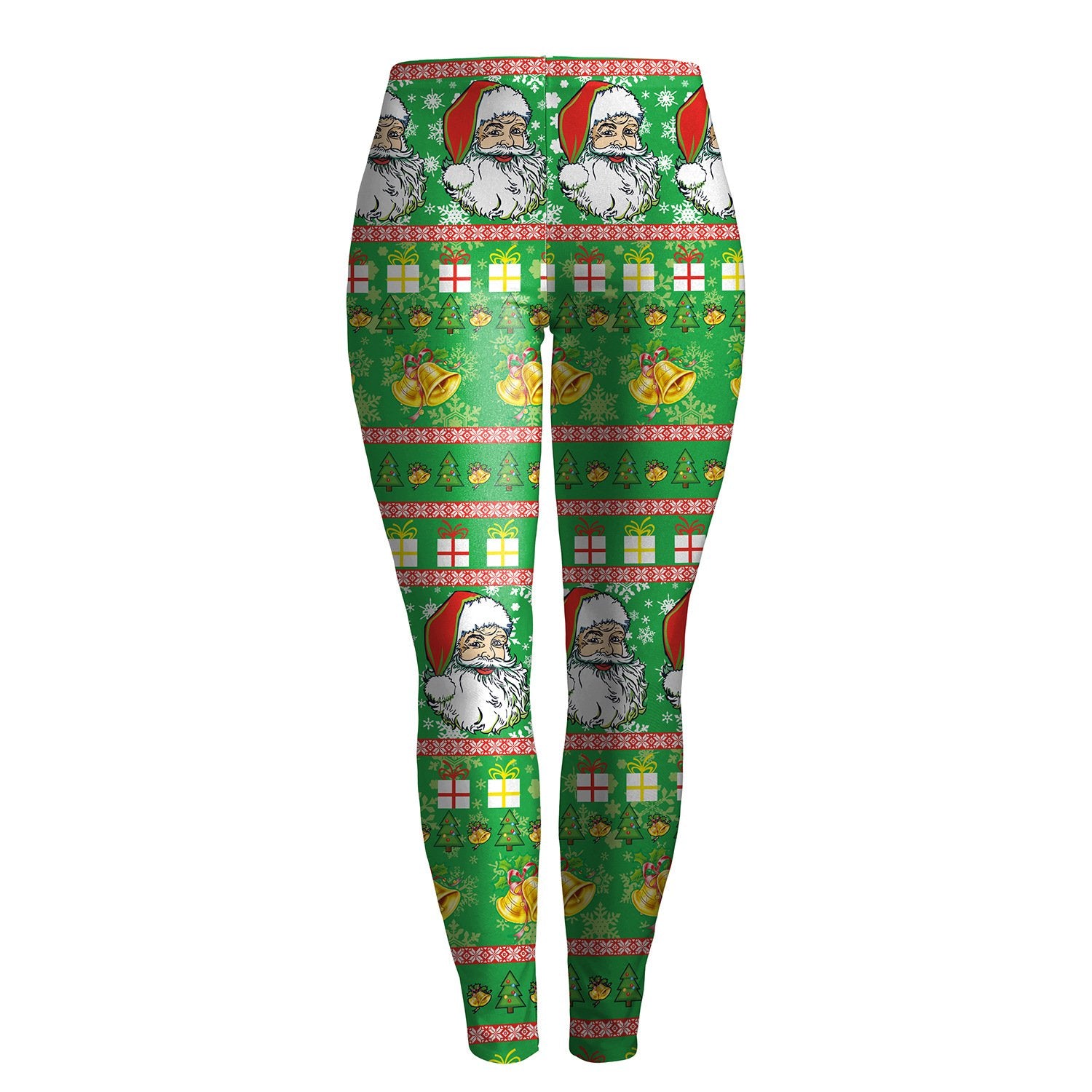 Santa Claus Print Medium Waist Women Christmas Party Leggings Pants