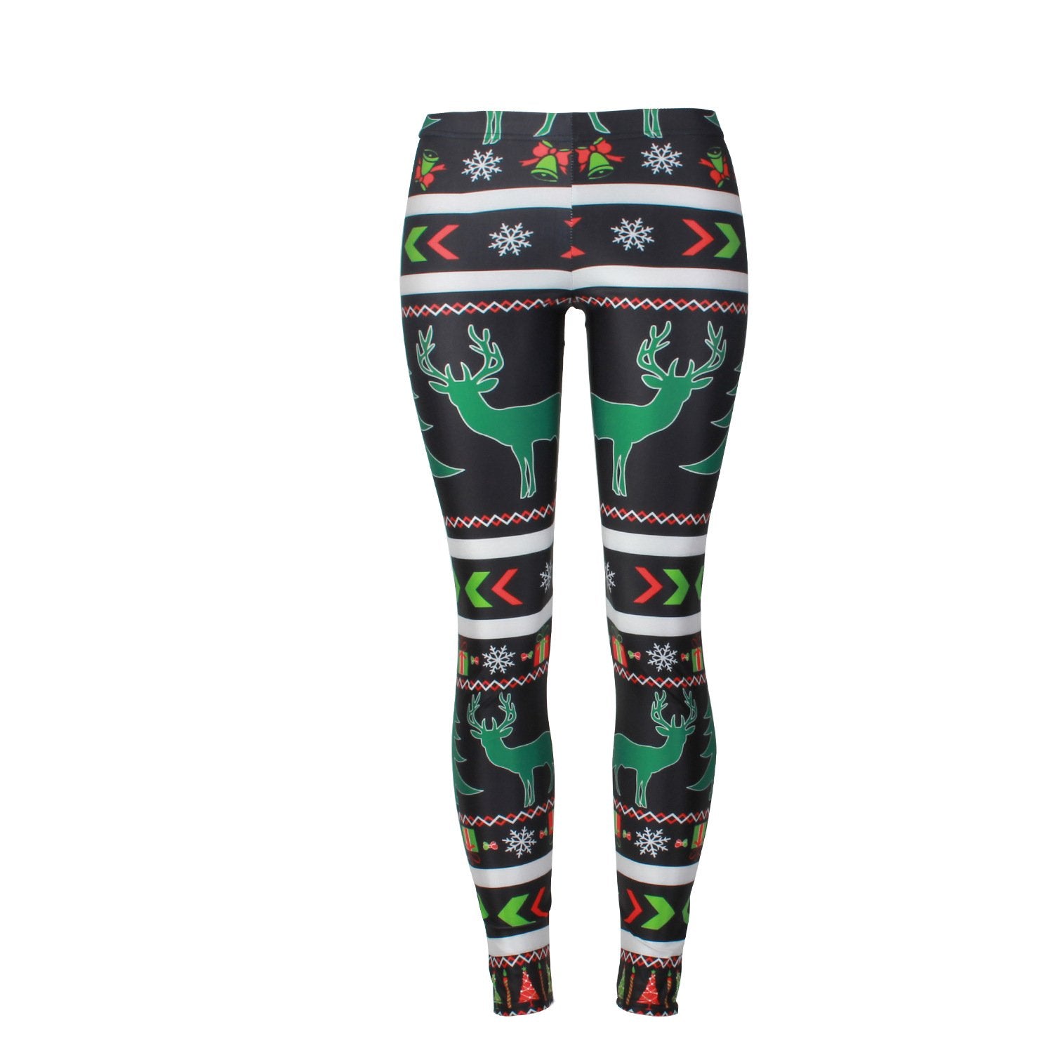 Reindeer Digital Print Mid Waist Women Thin Skinny Christmas Leggings