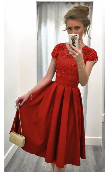 Splicing Solid Color Backless Short Sleeves Dress - May Your Fashion - 2