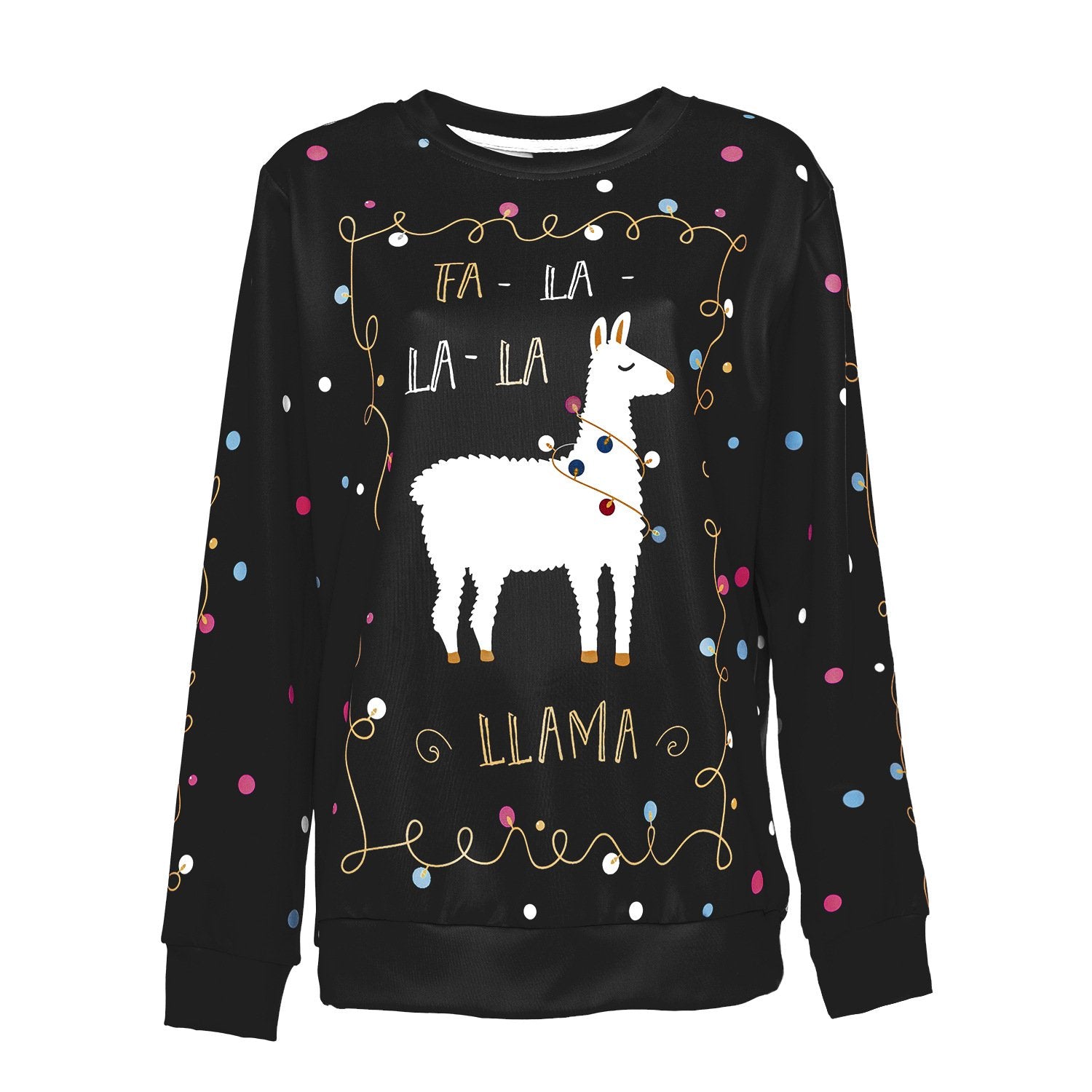 Scoop Christmas Alpaca Print Women Loose Sweatshirt