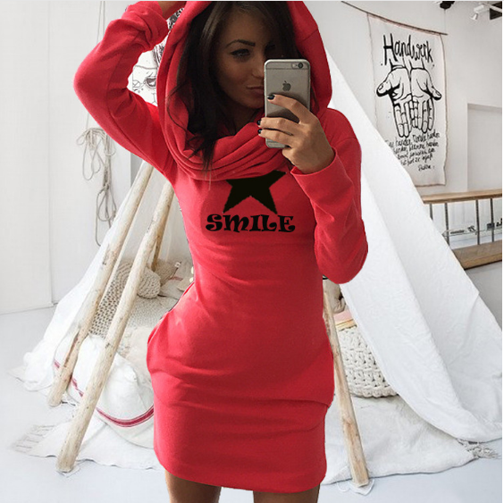 Bodycon Print Hooded Pocket Long Slim Hoodie - May Your Fashion - 2