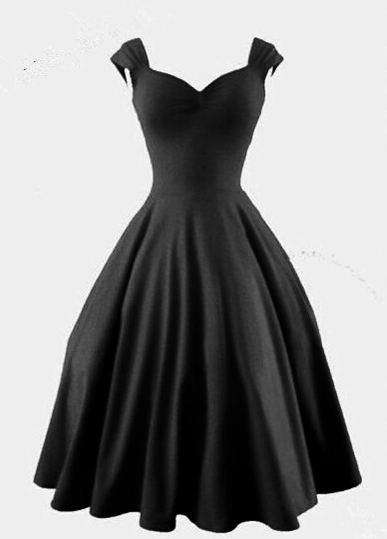 Pure Color Square Sleeveless Ball Gown Vintage Knee-length Dress - Meet Yours Fashion - 2