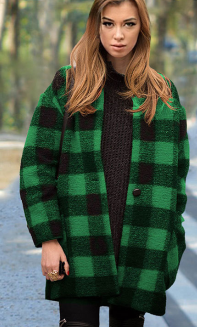 Scoop Long Sleeves Thick Plus Size Wool Coat