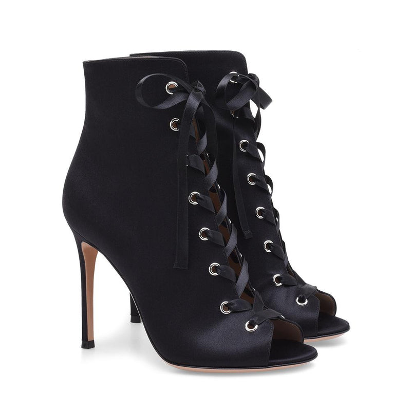 Ultra High Heel Fish Mouth Lace Up Boots