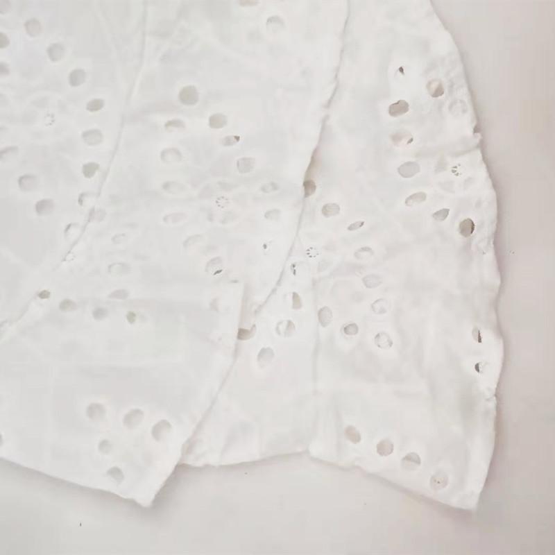 White Hollow Embroidered Slim Dress
