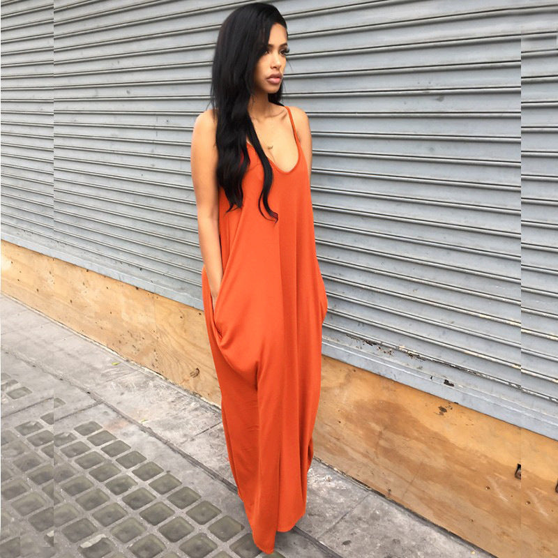 Backless Spaghetti Straps Scoop Long Beach Dress