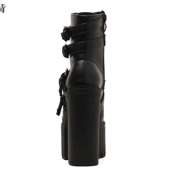 Nightclub Thick Bottom High Heel Waterproof Platform Belt Buckle Martin Boots