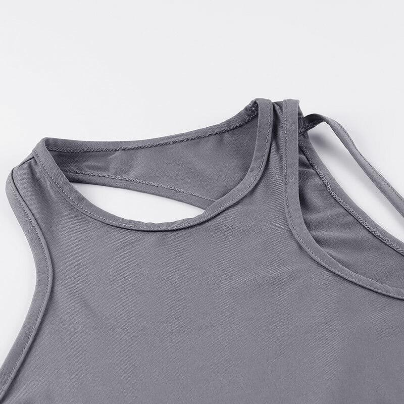 Sexy Gray Plain Backless Cropped Short Tank Tops