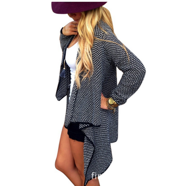 Asymmetric Wave Cardigan Loose Knit Long Sleeve