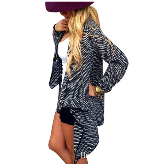 Asymmetric Wave Cardigan Loose Knit Long Sleeve