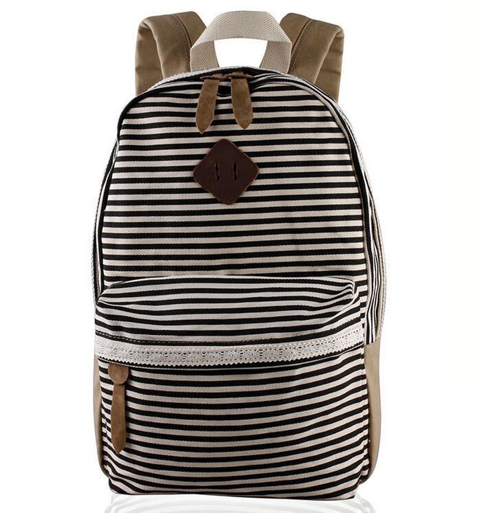 2016 Classical Stripe Lace Canvas Backpack - Meet Yours Fashion - 3