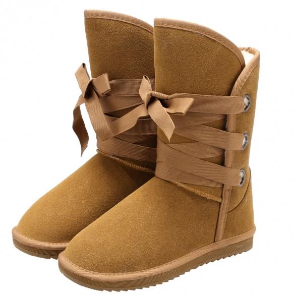 Fashion Women Winter Thick Snow Boot Faux Fur Ankle Straps Boots Shoes