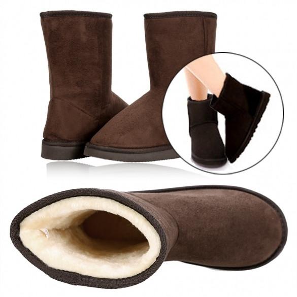 Fashion Women Winter Warm Solid Ankle Snow Boot Flat Heel Fleece Lined Size 37-40