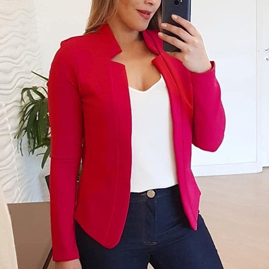 Fashion Spring Business Formal Blazers Lady Office Casual Suit Solid Jackets Coat Long-sleeved Slim Blazer
