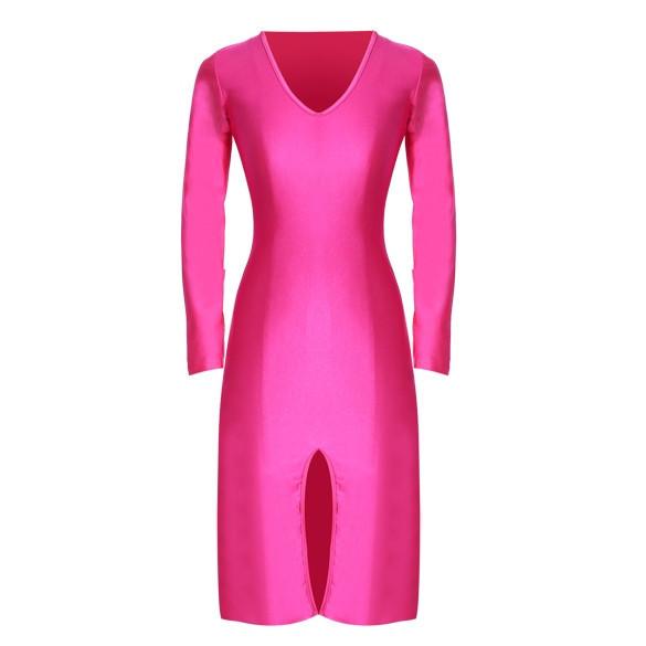 V-neck Long Sleeves Split Over-knee Length Dress - MeetYoursFashion - 6