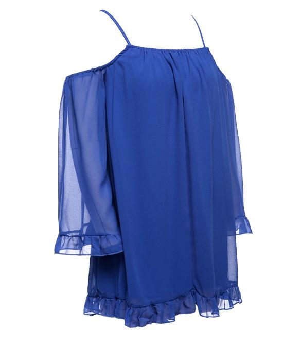Off-shoulder Long-Sleeve Loose Chiffon Dress - MeetYoursFashion - 5
