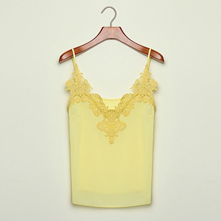 Lace Splicing Chiffon Strap Blouse - MeetYoursFashion - 4
