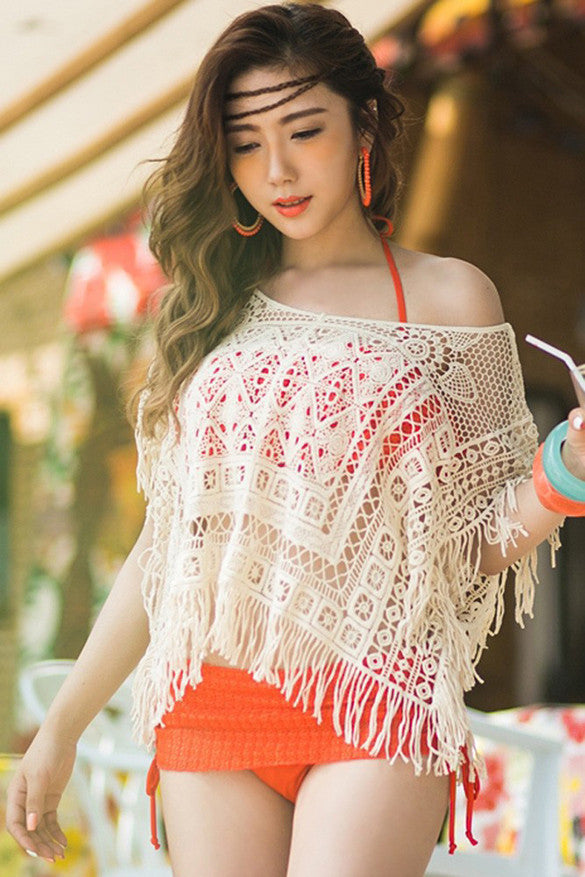 Hollow Out Crochet Knit Loose Tassels Top Blouse - May Your Fashion - 3