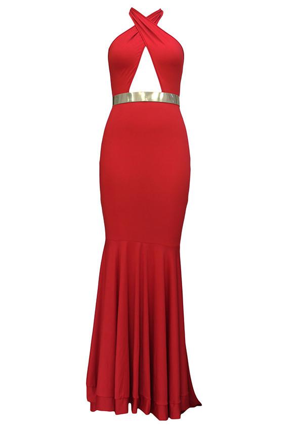 Backless Halter Fishtail Long Evening Dress - MeetYoursFashion - 2