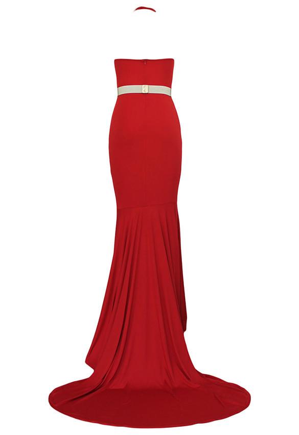 Backless Halter Fishtail Long Evening Dress - MeetYoursFashion - 3