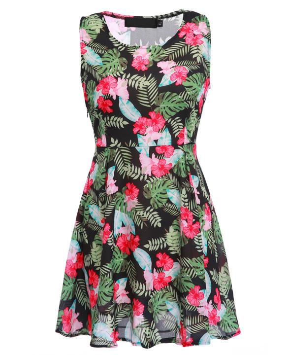 Flower Print A-line Mini Tank Dress Sundress – May Your Fashion