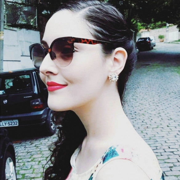 Fashion Unisex Retro Designer Super Round Circle Cat Eye Semi-Rimless Sunglasses Glasses Goggles