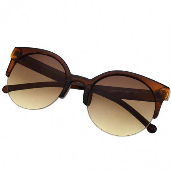 Fashion Unisex Retro Designer Super Round Circle Cat Eye Semi-Rimless Sunglasses Glasses Goggles