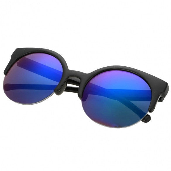 Fashion Unisex Retro Designer Super Round Circle Cat Eye Semi-Rimless Sunglasses Glasses Goggles