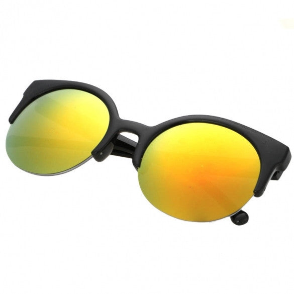 Fashion Unisex Retro Designer Super Round Circle Cat Eye Semi-Rimless Sunglasses Glasses Goggles